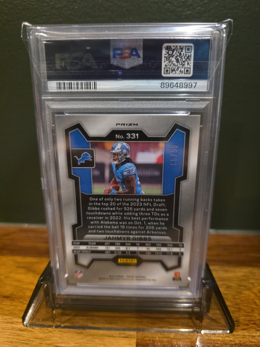 2023 Panini Prizm - Jahmyr Gibbs Blue Sparkle Prizm /96 (RC) #331